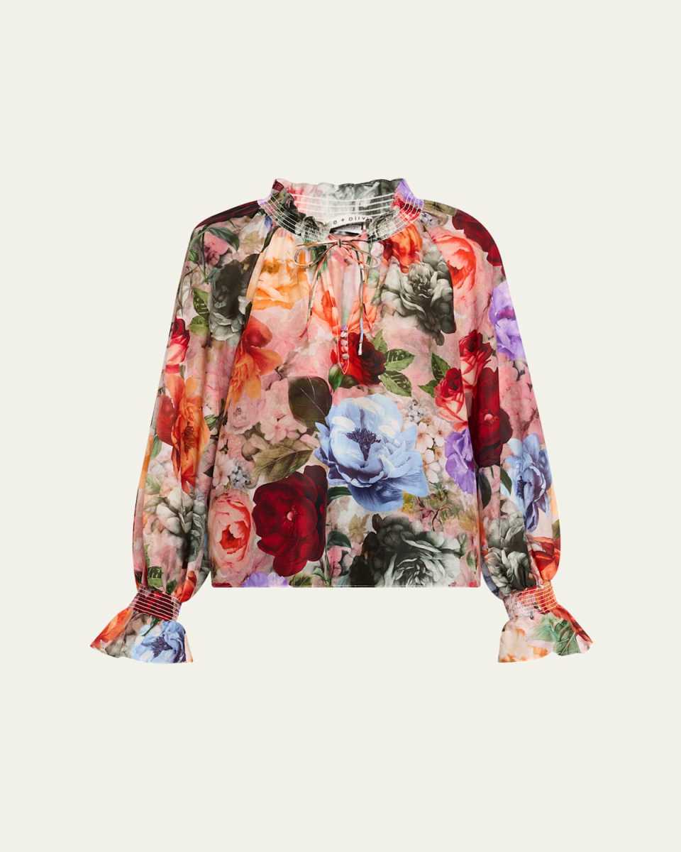 Norah Tie-Neck Peasant Blous